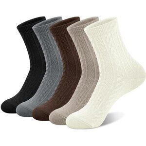 5 Pairs Womens Wool Socks Thick Warm Winter Socks Casual Cozy Socks